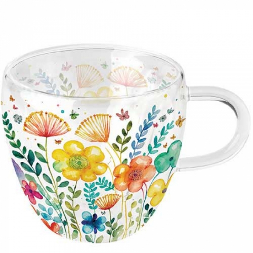 Tasse en verre double paroi vibrant spring white - ambiente