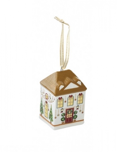 Décoration Noël petite maison toit beige festive avenue -easy life