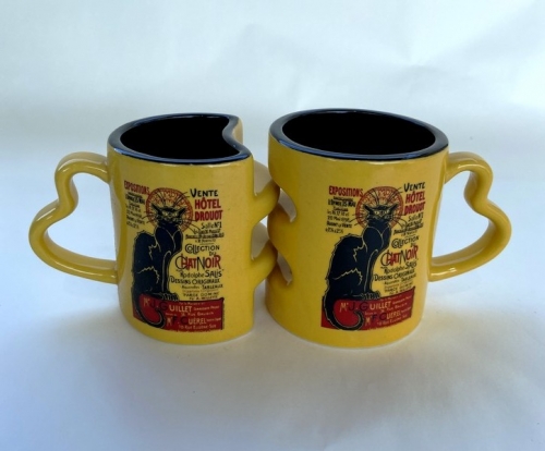 Set de 2 tasses à café le chat noir emboitables