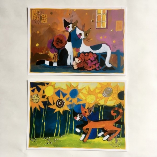 lot de 2 cartes Chats congratulation - sonnenblumen  Rosina Wachtmeister