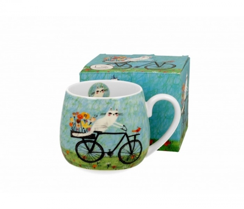 Mug de forme arrondie chat à vélo - duo gift