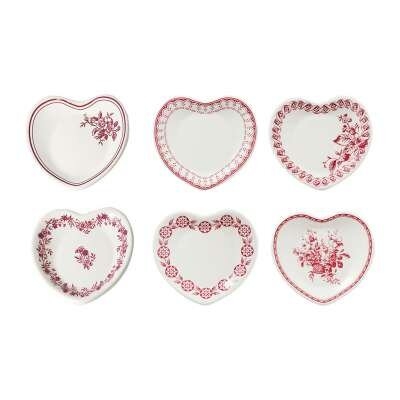 Set de 6 coupelles minis coeurs faustine bordeaux - comptoir de famille