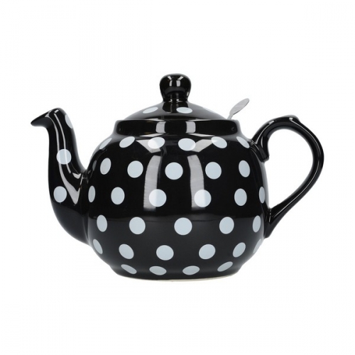 Théière farmhouse 4 tasses noire à pois blanc London Pottery