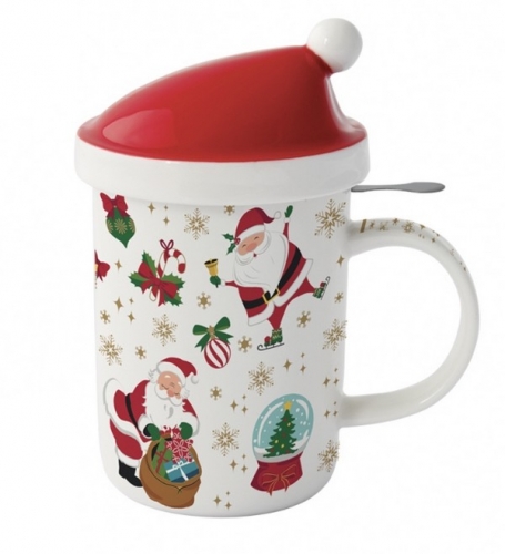 Tisanière père Noël avec bonnet en porcelaine- easy life