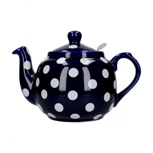 Théière 4 tasses marine à pois London Pottery