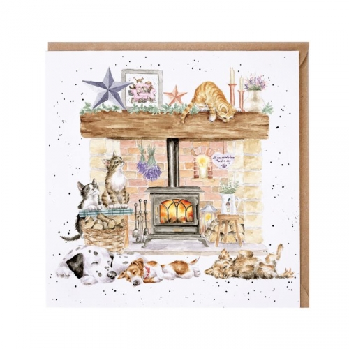 Carte cheminée chiens et chats - Hannah Dale