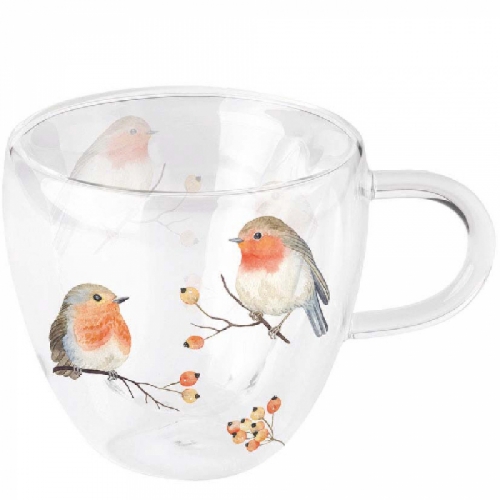 Tasse en verre double paroi robin family - ambiente