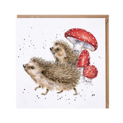 Carte double hérissons et champignons - wrendale