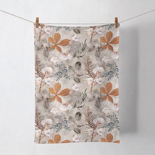 Torchon fleurs et feuilles cotton - ambiente