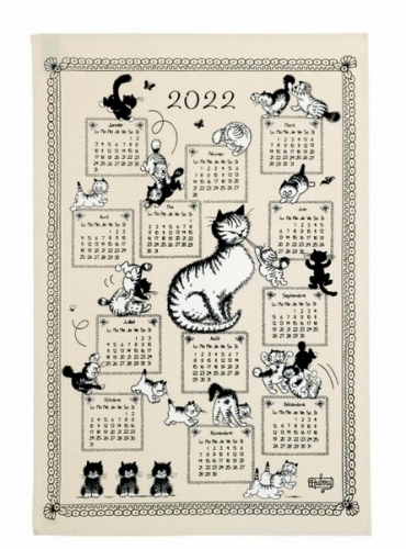 Torchon calendrier chatons chats Dubout 2022