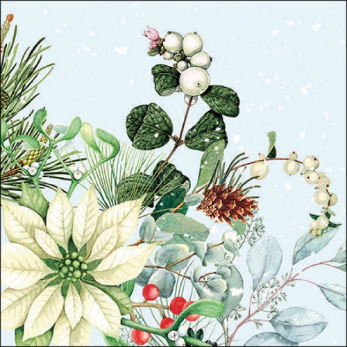 Serviettes en papier white poinsettia - ambiente