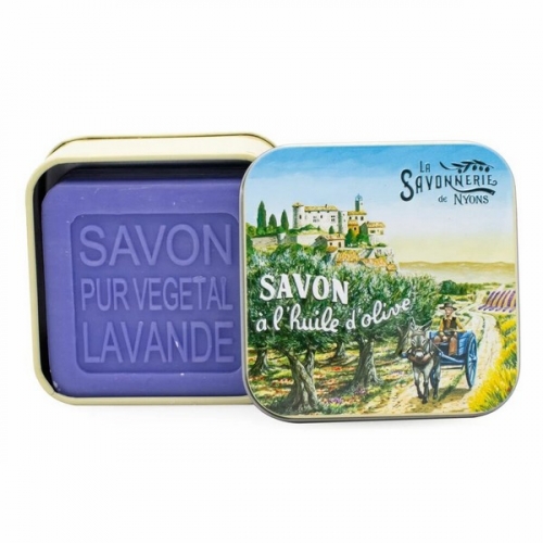 Boite à savon en métal village provençal - savonnerie de Nyons