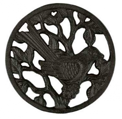 Dessous de plat en fonte rond oiseau - comptoir de famille