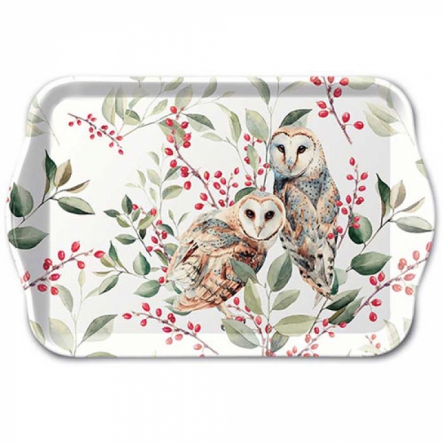 Petit plateau barn owl couple white - ambiente