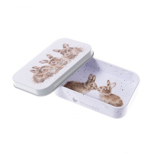 Petite boite métal trio de lapins - wrendale