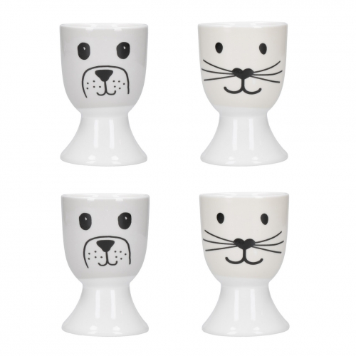 Set de 4 coquetiers têtes de chiens et chats - kitchen craft