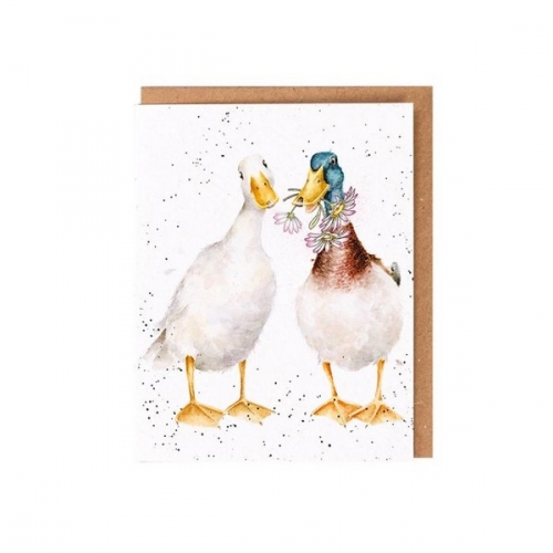 Petite carte double couple canards amoureux - wrendale