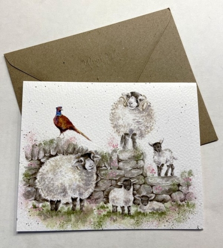 Carte double moutons et faisan - Hannah Dale
