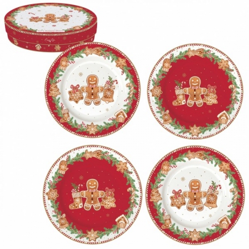 Coffret de 4 assiettes dessert fancy gingerbread - easy life