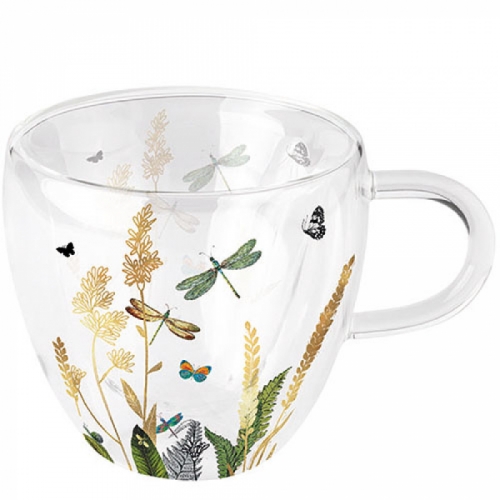 Tasse en verre double paroi ornamental flowers - ambiente