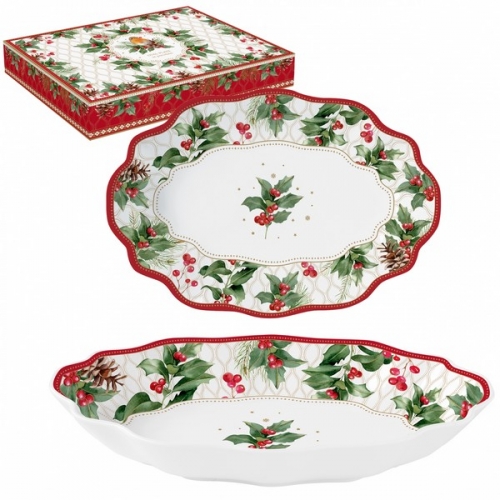 Plat  creux ovale christmas berries - easy live