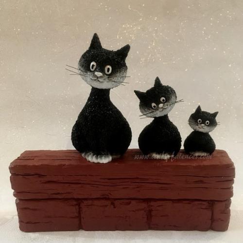Figurine chats Dubout le trio