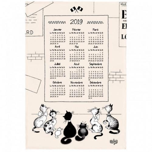 Torchon calendrier mural chats Dubout 19
